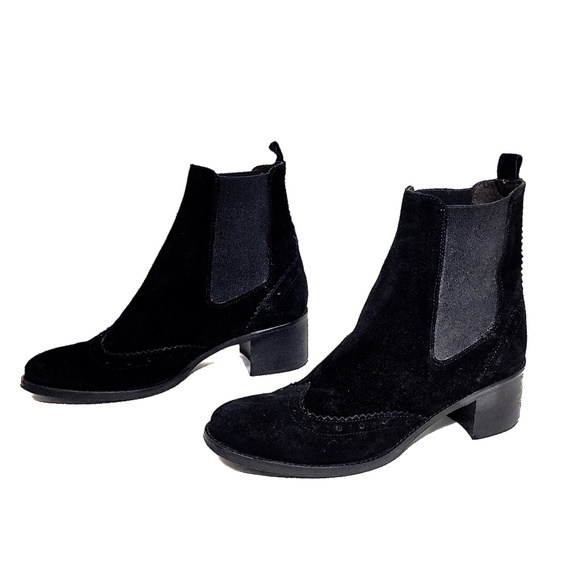 🌹Sesto Meucci Black Suede Wingtip Boots🌹 - Picture 2 of 8